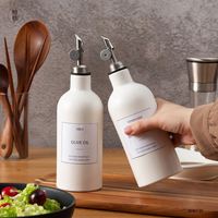 Bouteilles d'huile en céramique personnalisées de couleur unie pour la cuisine, articles ménagers, stockage, avec couvercle, sauce, vinaigre, huile d'olive, vente en gros