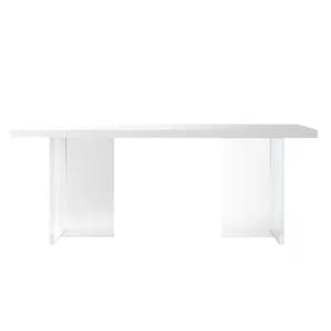 Ino Pure <b>White</b> Slab Hanging 4cm <b>Dining</b> <b>Table</b> Rectangle Stable Modern Minimalist Design For <b>Dining</b> Room - Product Image 5