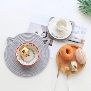Sous-verre en forme d'oreille de <span class=keywords><strong>chat</strong></span> mignon, en corde de coton fait à la main, porte-gobelet résistant à la chaleur, napperon antidérapant, accessoires de cuisine, tapis de Table - Product Image 6