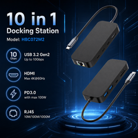Hub USB C 10 en 1, 10 Gbps, Video Dual 4K 60 Hz HDMI, Gigabit Ethernet RJ45, 100 W PD, SD, TF 3.0, Tipo C, Estación de Acoplamiento Multipuerto