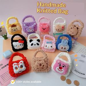 Porte-monnaie en peluche tissée <span class=keywords><strong>de</strong></span> style dessin animé, sac <span class=keywords><strong>de</strong></span> rangement portable pour écouteurs, mignon, unisexe, <span class=keywords><strong>cœur</strong></span>, fait à la main, crochet, rembourrage en coton PP - Product Image 2