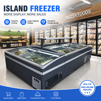 Congélateur commercial en îlot, congélateur coffre modulaire pour supermarché, congélateur combiné en îlot modulaire