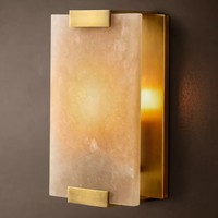 Applique murale moderne en marbre naturel avec cadre en laiton, lampe murale intérieure en albâtre pour villa, chambre, couloir, hôtel, éclairage de projet