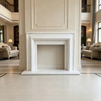 Manteau de cheminée moderne et simple en marbre blanc, cadre de cheminée en marbre de Carrare naturel pour la décoration du salon de villa