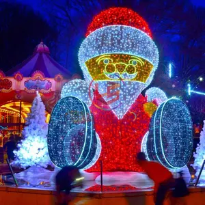 Outdoor Gebruik Commerciële Grote 3D Kerstman Motif Lichten Kerst Straat Decoraties