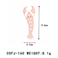 Pince à cheveux en acétate rose clair en forme de homard de 9,6 cm, pince à cheveux hawaïenne amusante avec logo personnalisé, pince à cheveux unique