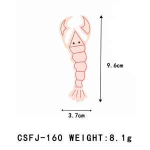 กิ๊บติดผมอะซิเตทรูปกุ้งก้ามกรามสีชมพูอ่อนขนาด 9.6 ซม. งานฝีมือต่อประกอบ  โลโก้แบบกำหนดเอง กิ๊บติดผมลายฮาวายแบบตลก กิ๊บติดผมแบบไม่ซ้ำใคร - Product Image 2