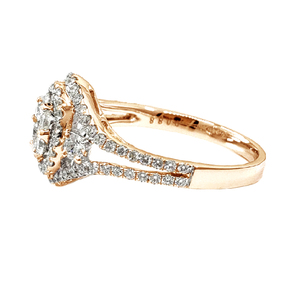 Nouveauté Design maigre à la mode de haute qualité 18 carats or rose bijoux en diamant véritable bague ronde en grappe pour femme cadeau - Product Image 2
