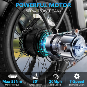 USA Warehouse Stock 48V 13AH 500W Lithium Battery Fat-Tire Mountain Foldable <b>Electric</b> Bicycle Portable Sale - Product Image 3