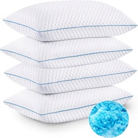 Oreiller de lit en mousse à mémoire de forme déchiquetée infusée de gel rafraîchissant, 1 pièce, fermeté réglable, luxe pour dormeurs sur le côté, le dos ou le ventre