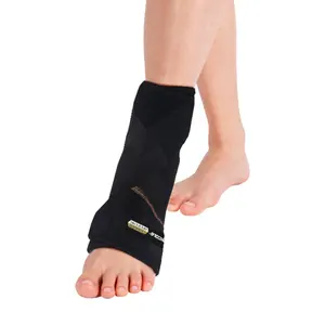 Pakcare OEM ODM铜氯丁橡胶支撑脚踝支架，带2个可重复使用的柔性凝胶热冷包