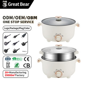 Sartén Eléctrica Grande Great Bear de 20-28 cm, Calentamiento Rápido, Multiusos, Antiadherente, <span class=keywords><strong>Olla</strong></span> Eléctrica para el Hogar - Product Image 1