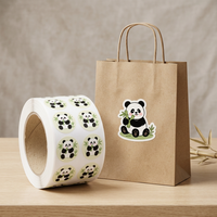 Autocollants ronds en papier synthétique imperméables à l'eau avec motif de panda en chocolat mignon pour la décoration et la fermeture de cadeaux