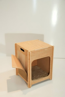 USMILEPET Maison pour chat en chêne naturel, lit pour chat, griffoir en carton, tunnel pour chat, lit combiné, grotte pour chat, pour chaton d'intérieur