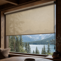 Stores à enroulement japonais minimalistes en tissu texturé avec chaîne à perles manuelle et isolation thermique pour salon et bureau