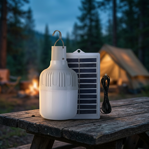Ampoule LED rechargeable d'urgence DC5V-6V 40W ∅6cm, charge USB/panneau solaire, batterie PP 500mAh avec panneau solaire 1W - Product Image 6