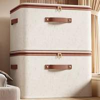 Boîtes de rangement pour vêtements sous le lit, organisateurs blancs durables, boîtes de rangement en coton et lin, boîtes pliables pour la maison