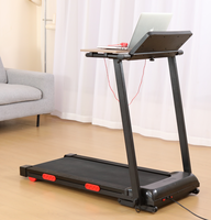 Caminadora Eléctrica Plegable para Debajo del Escritorio con Tablero de Escritorio, Inclinación Manual Ajustable, Máquina para Caminar Portátil y Compacta