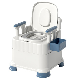 Inodoro portátil para personas mayores y mujeres embarazadas, diseño para sentarse en cuclillas en interiores, plástico duradero con reposabrazos y compartimento de almacenamiento - Product Image 4