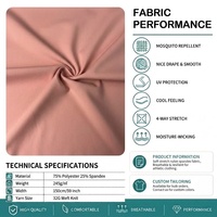 Tela Elástica de Poliéster y Spandex (75% Poliéster, 25% Spandex) Transpirable para Ropa Deportiva y Yoga