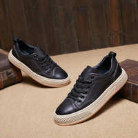 Baskets en cuir pour hommes à semelle épaisse, à lacets, chaussures décontractées, plateforme, mode