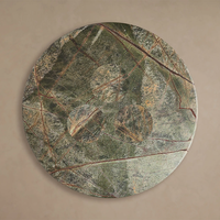 Table basse ronde en marbre naturel DH, trois pieds cylindriques solides, table à manger en pierre veinée sauvage pour salle à manger de luxe.