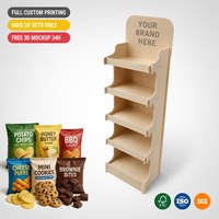 Étagère de présentation en contreplaqué à 5 niveaux pour les magasins de snacks, étagère en bois sur pied, montage facile, présentoir personnalisé, certifié FSC