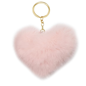 Porte-clés en forme de cœur en peluche avec pompon, pendentif pour sac, boule de poils, porte-clés en fourrure - Product Image 1