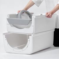 Grande litière pour chat intelligente en plastique avec contrôle à distance par application WiFi, nettoyage automatique, design écologique et durable - Facile à nettoyer