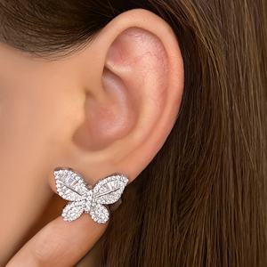 Pendientes Coreanos de Moda, Pendientes de Mariposa con Circonita Cúbica de Lujo, Chapados en Oro, para Mujer - Product Image 3