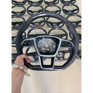 Volant en cuir et fibre de carbone personnalisé pour <span class=keywords><strong>Audi</strong></span> A1 A3 A4 A5 A6 A7 <span class=keywords><strong>RS</strong></span> R8 RS3 C7 Q5 Q7 S3 8V B8 B9 S4 Q3 <span class=keywords><strong>TT</strong></span>, ajustement universel - Product Image 2