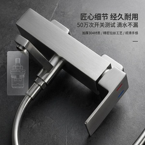 Stainless Steel Brushed Thermostatic Shower <b>Set</b> <b>Square</b> Head Corrosion Prevention Bathroom Hardware - Product Image 3
