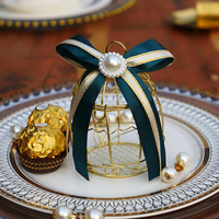 Mini boîte à bonbons en métal creux en feuille d'or pour gâteau, cadeau de mariage, de fête prénatale, fourniture de fête
