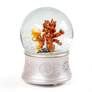 Personalizado 100 mm resina flor Base gato Animal figura árbol modelo Musical globo de nieve agua cristal globo de nieve para regalos de cumpleaños - Product Image 2