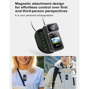 Mini caméra de casque S80 à objectif plat, caméra d'action portable 2.7K avec base magnétique pivotante à 180 degrés - Product Image 3