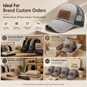 Casquette de baseball personnalisée en coton avec empiècement en nylon et <span class=keywords><strong>patch</strong></span> en cuir, étiquette tissée, broderie – Fournisseur en gros - Product Image 6
