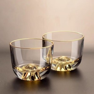 Tasse unique de luxe Golden Mountain faite à la main 110ml tasses de dégustation de thé japonais en verre de cristal transparent de haute qualité - Product Image 2