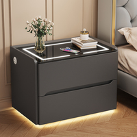 Table de chevet intelligente en bois moderne et minimaliste, avec chargement sans fil USB et rangement pour mobilier de chambre
