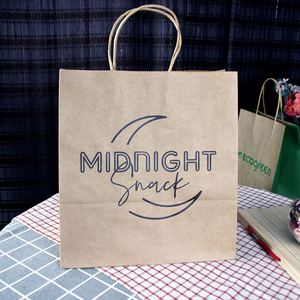 Wholesale Kraft <b>Paper</b> Bag Bread <b>Paper</b> <b>Packaging</b> Bag Fast Food Take Away Shopping Bag With Twisted Handle - Product Image 2