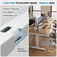 Base de Escritorio Eléctrico de Altura Ajustable Saint Wing Extra Larga de 1.9-3.0m con Triple Motor y 3 Patas para Tablero de Mesa de 120 Pulgadas