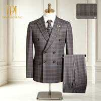 Costume de cérémonie haut de gamme à double boutonnage à carreaux pour homme, idéal pour les garçons d'honneur et les mariés – Meilleure vente