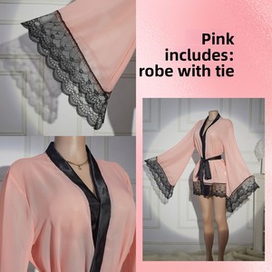 Robe de chambre sexy pour femmes de style européen et américain, vêtements de maison, robe de <span class=keywords><strong>nuit</strong></span> à <span class=keywords><strong>manches</strong></span> <span class=keywords><strong>longues</strong></span> avec lacets, en tissu polyester - Product Image 6