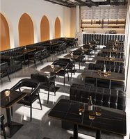 Meubles de salon modernes pour hôtel, restaurant, bar, discothèque, canapé, chaise de pub, table, comptoir, ensemble en forme de U ou de L, en cuir PU et métal