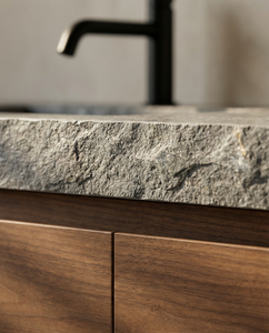 Mueble de Baño de Lujo Montado en la Pared con Encimera de Piedra Pizarra, Moderno Mueble Flotante para <span class=keywords><strong>Lavabo</strong></span> Resistente a la Humedad - Product Image 5