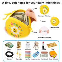Porte-monnaie en silicone imprimé avec logo personnalisé en usine, porte-monnaie en silicone rond à fermeture éclair, mini porte-monnaie en silicone au toucher doux de qualité supérieure