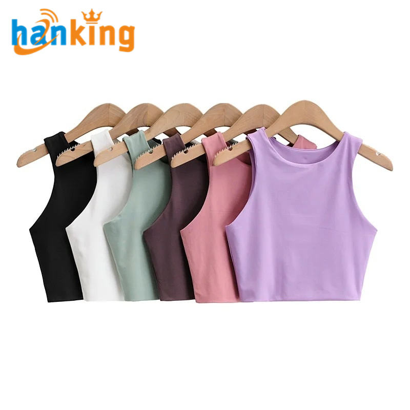 Ehanking Women Sexy Slim Tops O-neck Sleeveless Ladies Good Quality Double Nylon Tank Tops Summer Fashion Ladies Clothing Vest
