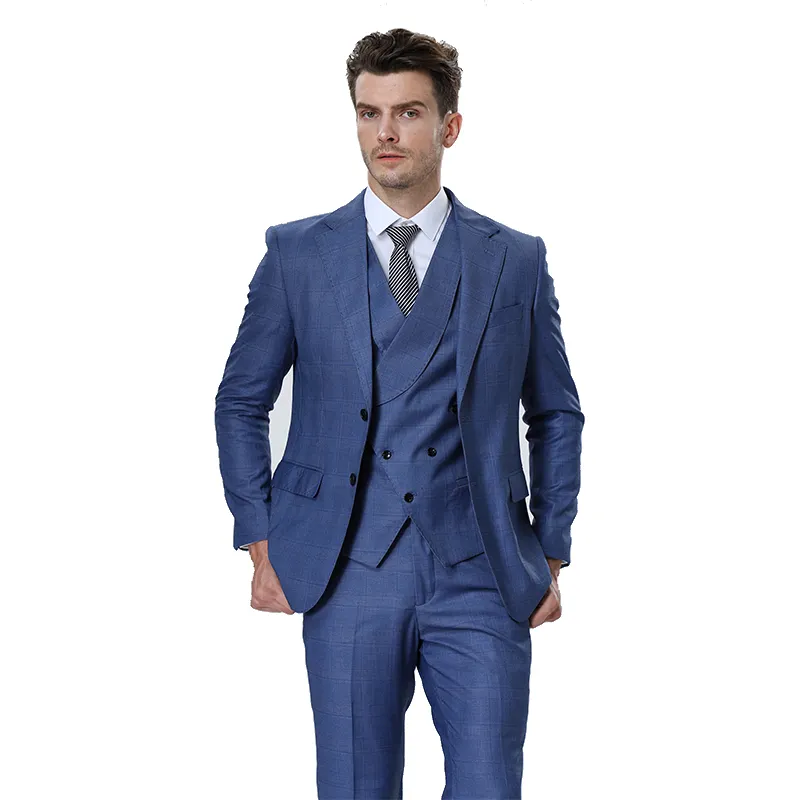 Delicate Snijden Man Suits Nieuwe Fluwelen Vest Custom Made Navy Tuxedo 3 Delige Pakken Voor Bruiloft Business Casual
