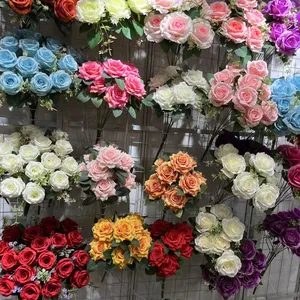 T70 Manufacturer Price High Quality Colorful Artificial Flower Bouquet Rose Vines Garland Customized Green Plants Garden Decor