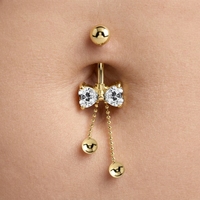Xinfocus Anneaux de nombril tendance avec nœud pendante en acier inoxydable, bijoux de corps, barre de nombril, bijoux de corps à la mode pour femmes et hommes