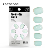 Vente en gros d'ongles à pression carrés courts en vrac fournisseurs de bouts d'ongles à couverture complète avec logo personnalisé couleur unie verte design faux ongles élégant